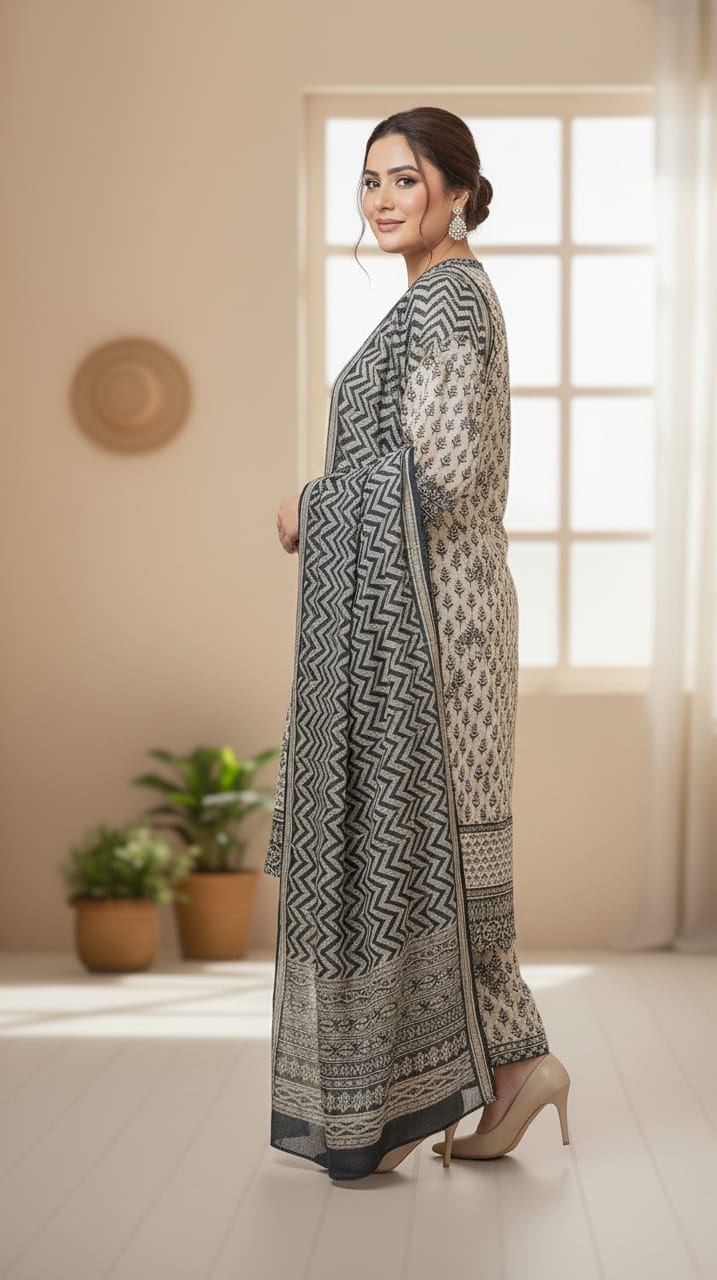 Charcoal Ethnic Print | 3PCS