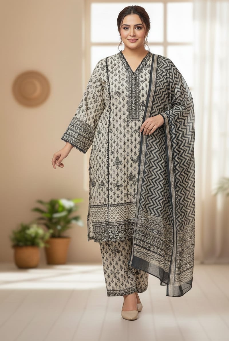 Charcoal Ethnic Print | 3PCS